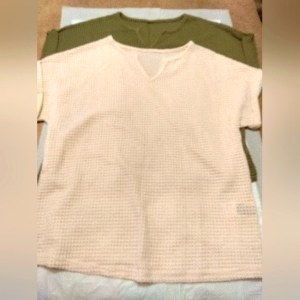 2 Shein Waffle Knit Tops